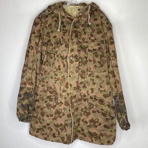 Vintage Austrian Army Camouflage Field Parka Hoodie Uniform Overcoat Jacket